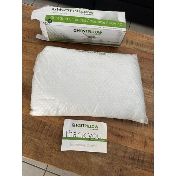 GhostBed Standard Ghost Pillow Gel Shredded Memory Foam Soft Comfort Cooling New